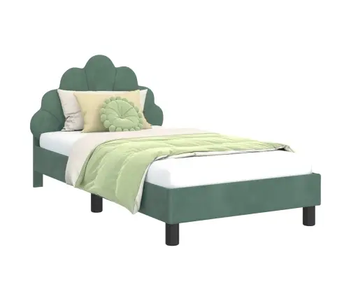 Bērnu Gultas Rāmis Ar Galvgali Jūras Zaļa 80 X 160 Cm Samts Vidaxl