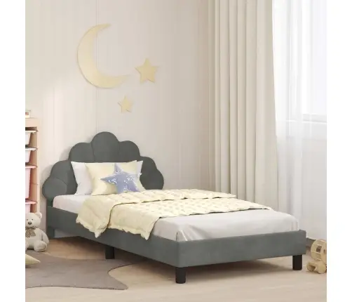 Vaikiška Lovos Konstrukcija Su Galvūgaliu Tamsiai Pilka Aksomas