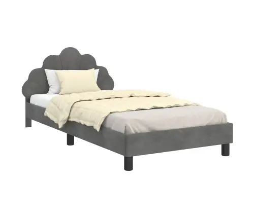 Vaikiška Lovos Konstrukcija Su Galvūgaliu Tamsiai Pilka Aksomas