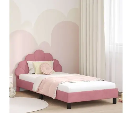 Bērnu Gultas Rāmis Ar Galvgali Rozā 80 X 200 Cm Samts Vidaxl