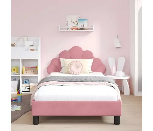 Bērnu Gultas Rāmis Ar Galvgali Rozā 80 X 200 Cm Samts Vidaxl