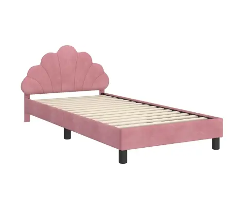 Bērnu Gultas Rāmis Ar Galvgali Rozā 80 X 200 Cm Samts Vidaxl