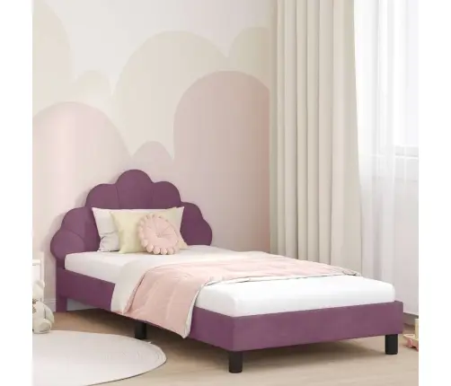 Bērnu Gultas Rāmis Ar Galvgali Violeta 80 X 200 Cm Samts Vidaxl