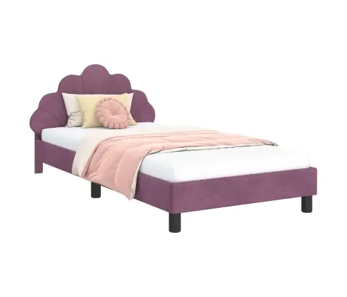 Bērnu Gultas Rāmis Ar Galvgali Violeta 80 X 200 Cm Samts Vidaxl