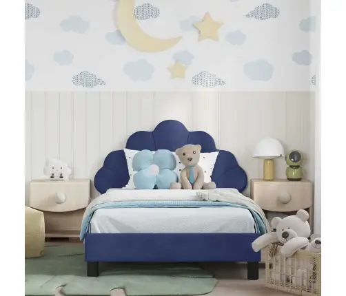 Bērnu Gultas Rāmis Ar Galvgali Policijas Zila 80 X 200 Cm Samts Vidaxl