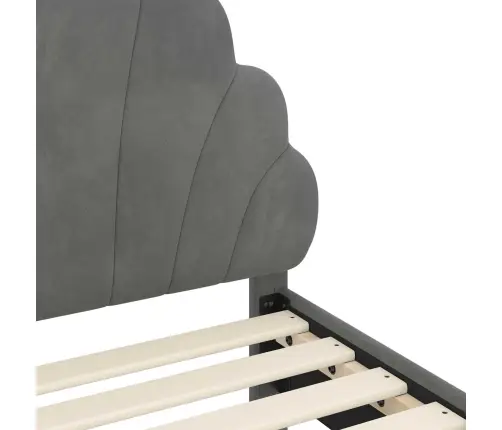 Bērnu Gultas Rāmis Ar Galvgali Tumši Pelēks 90 X 190 Cm Samts Vidaxl