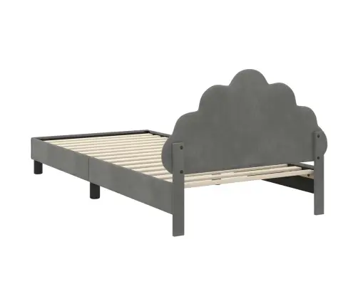 Bērnu Gultas Rāmis Ar Galvgali Tumši Pelēks 90 X 190 Cm Samts Vidaxl