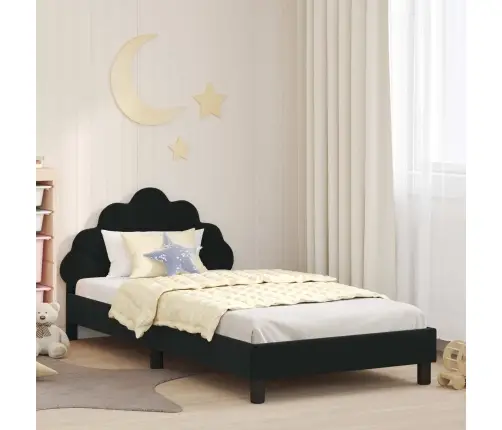 Bērnu Gultas Rāmis Ar Galvgali Melna 90 X 190 Cm Samts Vidaxl