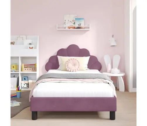 Vaikiška Lovos Konstrukcija Su Galvūgaliu Violetinė 90 X 190 Cm