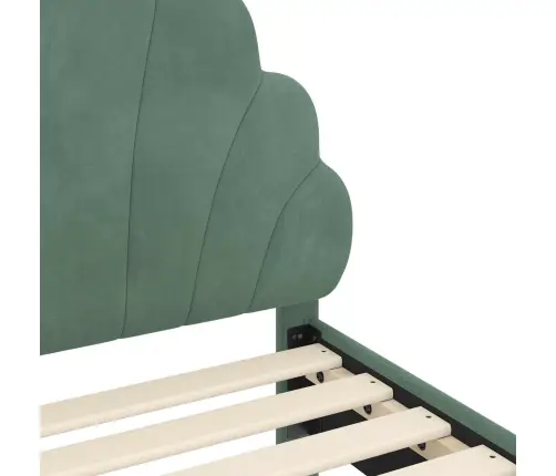 Laste Voodiraam Peatoega Peaga Mere Roheline 90 X 190 Cm Samet