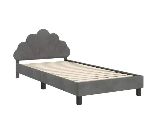 Vaikiška Lovos Konstrukcija Su Galvūgaliu Tamsiai Pilka Aksomas