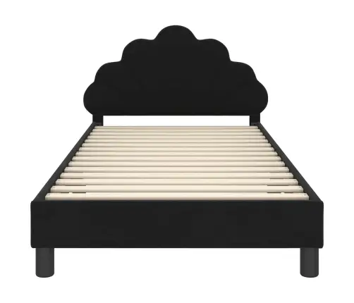 Bērnu Gultas Rāmis Ar Galvgali Melna 90 X 200 Cm Samts Vidaxl
