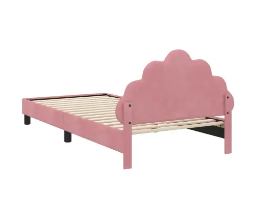 Bērnu Gultas Rāmis Ar Galvgali Rozā 90 X 200 Cm Samts Vidaxl