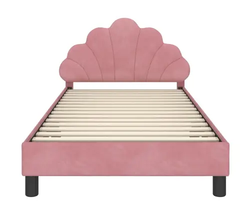 Bērnu Gultas Rāmis Ar Galvgali Rozā 90 X 200 Cm Samts Vidaxl