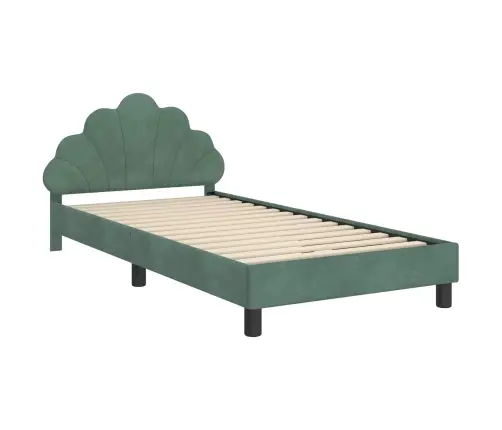 Laste Voodiraam Peatoega Peaga Mere Roheline 90 X 200 Cm Samet