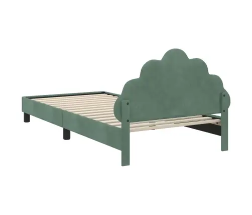 Laste Voodiraam Peatoega Peaga Mere Roheline 90 X 200 Cm Samet