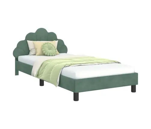 Laste Voodiraam Peatoega Peaga Mere Roheline 90 X 200 Cm Samet