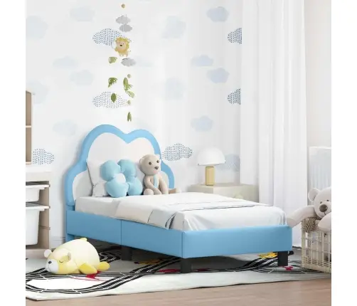 Bērnu Gultas Rāmis Ar Galvgali Zila 70 X 140 Cm Pu Vidaxl