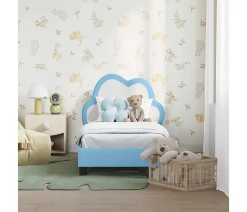 Bērnu Gultas Rāmis Ar Galvgali Zila 70 X 140 Cm Pu Vidaxl