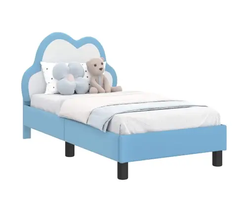 Bērnu Gultas Rāmis Ar Galvgali Zila 70 X 140 Cm Pu Vidaxl