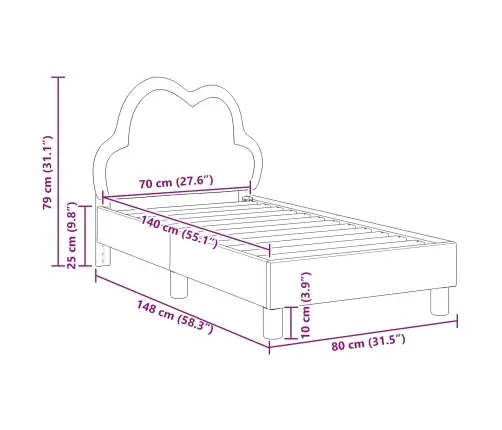 Bērnu Gultas Rāmis Ar Galvgali Zila 70 X 140 Cm Pu Vidaxl