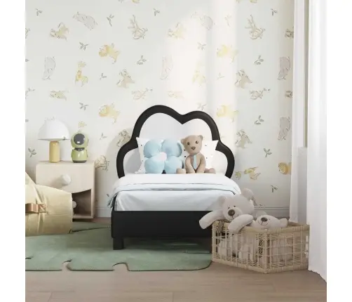 Bērnu Gultas Rāmis Ar Galvgali Melna 70 X 140 Cm Pu Vidaxl