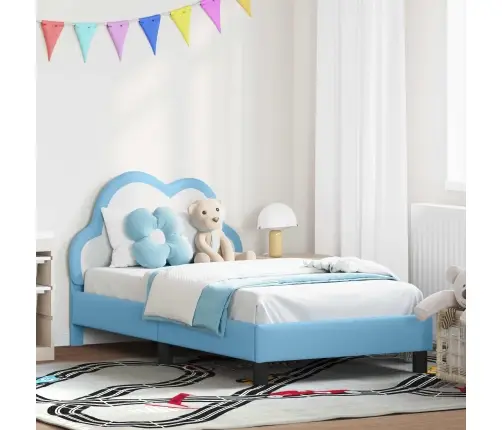 Bērnu Gultas Rāmis Ar Galvgali Zila 80 X 160 Cm Pu Vidaxl