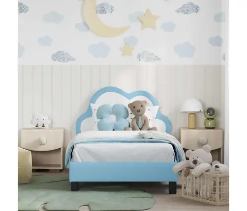 Bērnu Gultas Rāmis Ar Galvgali Zila 80 X 160 Cm Pu Vidaxl