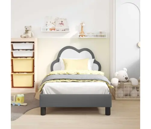 Bērnu Gultas Rāmis Ar Galvgali Gaiši Pelēks 80 X 160 Cm Pu Vidaxl