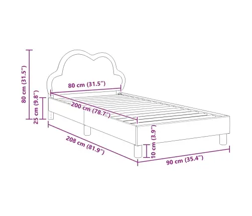 Bērnu Gultas Rāmis Ar Galvgali Rozā 80 X 200 Cm Pu Vidaxl