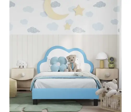 Bērnu Gultas Rāmis Ar Galvgali Zila 80 X 200 Cm Pu Vidaxl