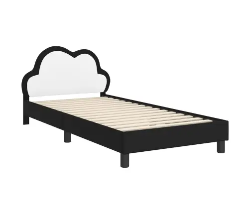 Laste Voodiraam Peatoega Peaga Must 80 X 200 Cm Pu