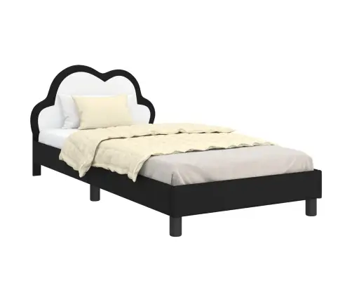 Laste Voodiraam Peatoega Peaga Must 80 X 200 Cm Pu