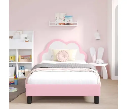 Bērnu Gultas Rāmis Ar Galvgali Rozā 90 X 200 Cm Pu Vidaxl