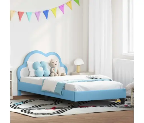 Bērnu Gultas Rāmis Ar Galvgali Zila 90 X 200 Cm Pu Vidaxl