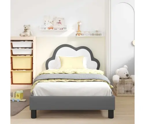 Bērnu Gultas Rāmis Ar Galvgali Gaiši Pelēks 90 X 200 Cm Pu Vidaxl