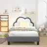 Bērnu Gultas Rāmis Ar Galvgali Gaiši Pelēks 90 X 200 Cm Pu Vidaxl