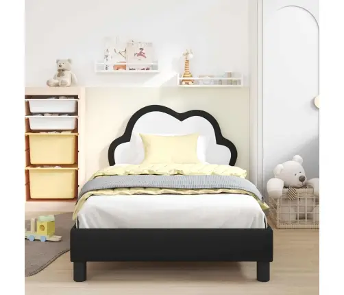 Bērnu Gultas Rāmis Ar Galvgali Melna 90 X 200 Cm Pu Vidaxl