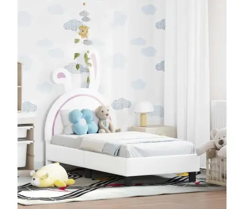 Bērnu Gultas Rāmis Ar Galvgali Balts 70 X 140 Cm Pu Vidaxl