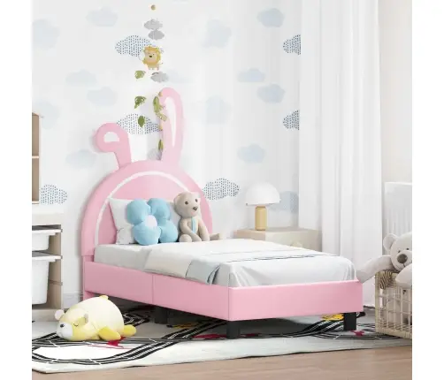 Bērnu Gultas Rāmis Ar Galvgali Rozā 70 X 140 Cm Pu Vidaxl