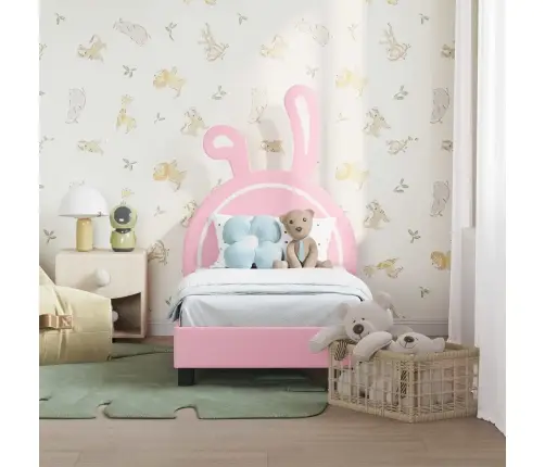 Bērnu Gultas Rāmis Ar Galvgali Rozā 70 X 140 Cm Pu Vidaxl