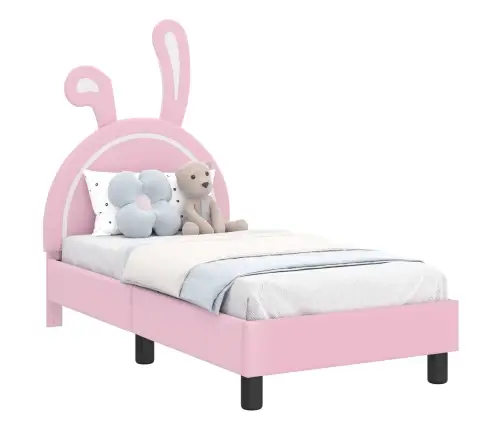 Bērnu Gultas Rāmis Ar Galvgali Rozā 70 X 140 Cm Pu Vidaxl