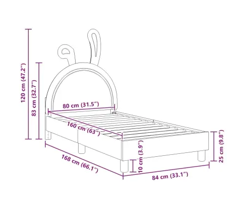 Vaikiška Lovos Konstrukcija Su Galvūgaliu Šviesiai Pilka Pu