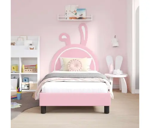 Vaikiška Lovos Konstrukcija Su Galvūgaliu Rožinė 80 X 160 Cm Pu