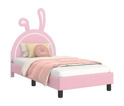 Vaikiška Lovos Konstrukcija Su Galvūgaliu Rožinė 80 X 160 Cm Pu
