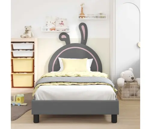 Bērnu Gultas Rāmis Ar Galvgali Gaiši Pelēks 80 X 200 Cm Pu Vidaxl