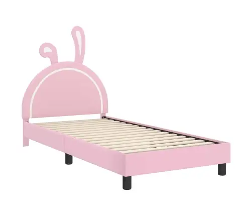 Laste Voodiraam Peatoega Peaga Roosa 90 X 190 Cm Pu