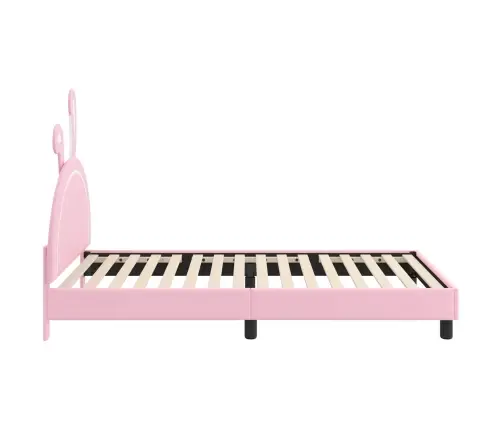 Laste Voodiraam Peatoega Peaga Roosa 90 X 190 Cm Pu