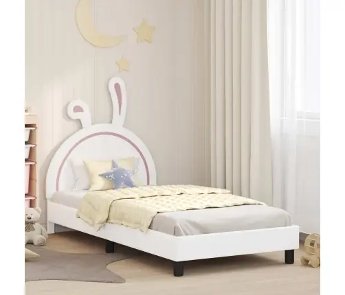 Laste Voodiraam Peatoega Peaga Valge 90 X 200 Cm Pu