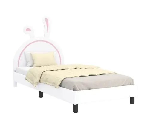 Laste Voodiraam Peatoega Peaga Valge 90 X 200 Cm Pu